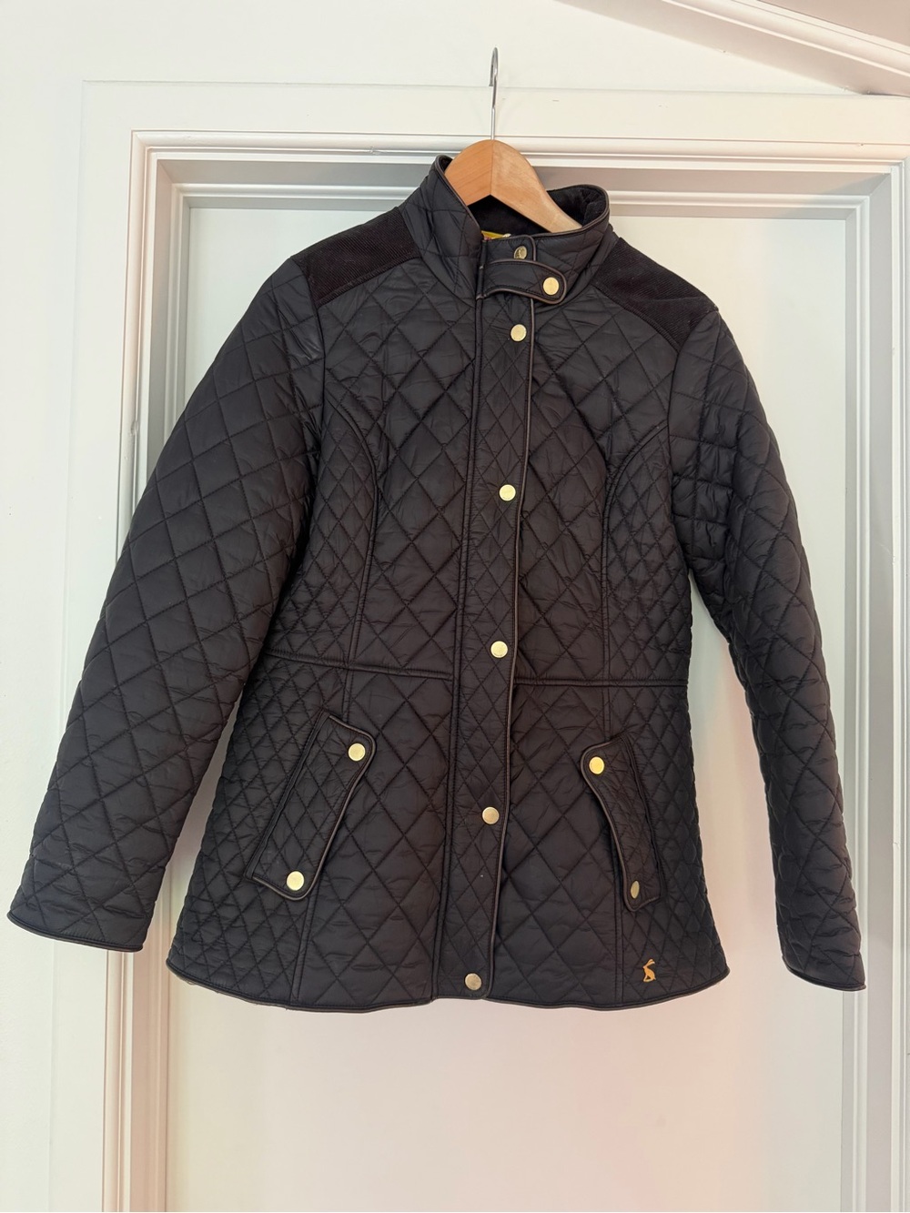 Quilted Black Women's Jacket with Gold Hardware